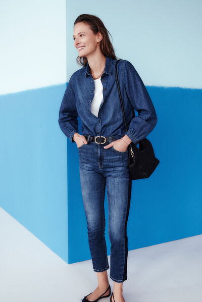 camicetta melanie denim double stone donna