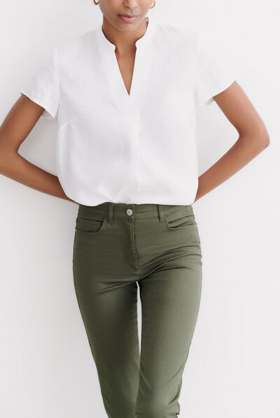 pantacourt mason vert kaki femme