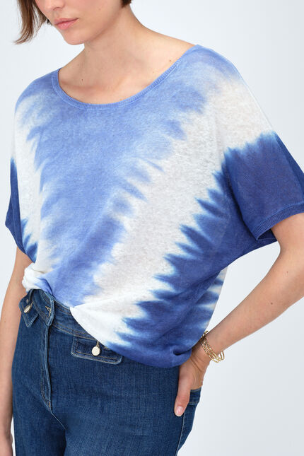 mila2 Trui 100% Linnen blauw turquoise vrouw