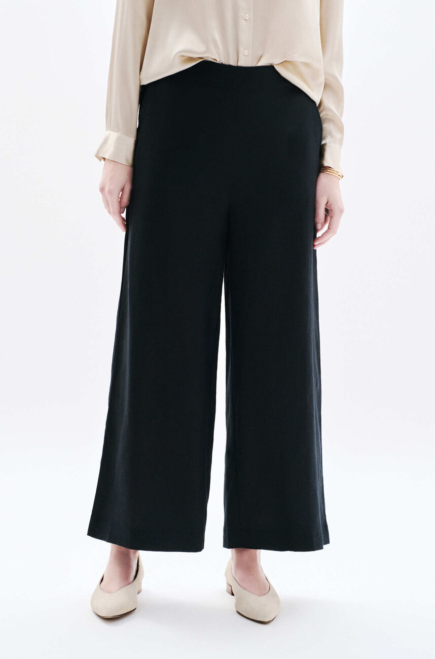 Pantaloni Pandi 100% lino nero donna