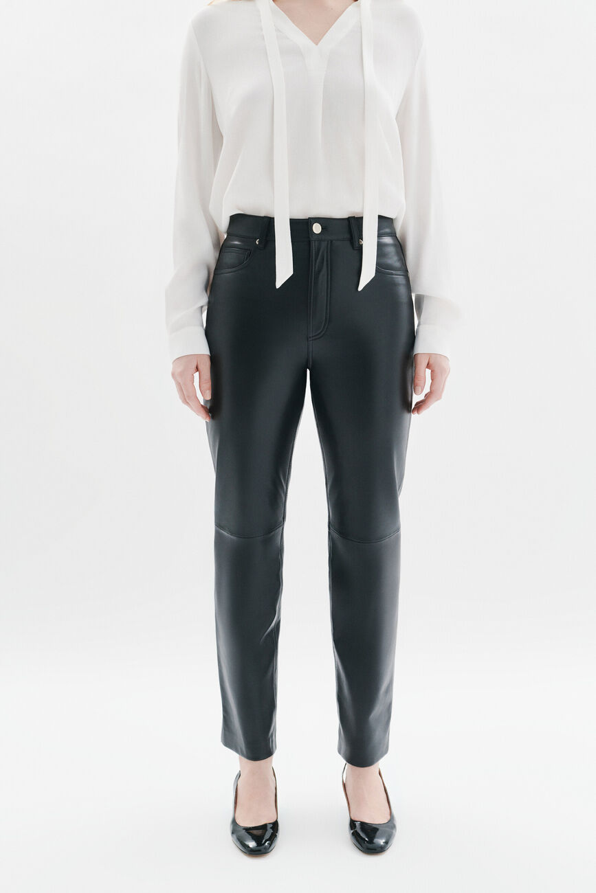 Pantalon Parmy en cuir noir femme