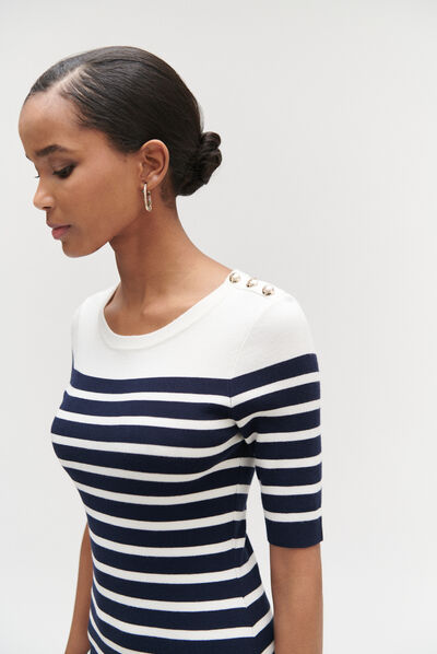 Robe pull oceane façon marinière bleu marine femme