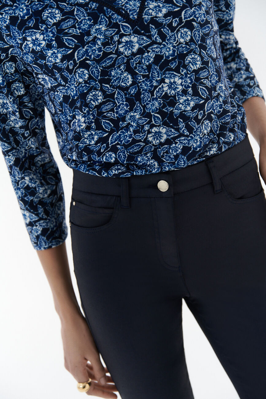 Tony coated finish pants navy blue woman