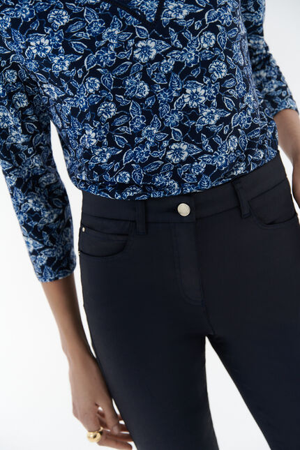 pantaloni tony effetto spalmato blu navy donna