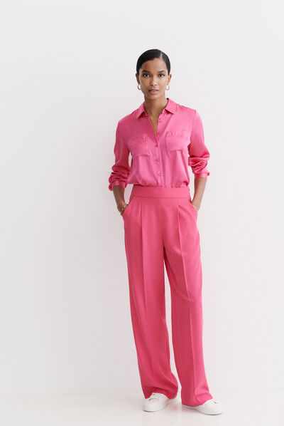 chemise jeanne b en soie rose fushia femme