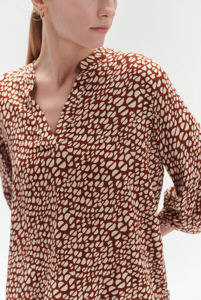 Blusa Samson con motivo marrone cognac donna