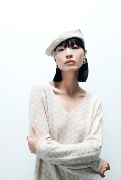 Pull mael beige femme