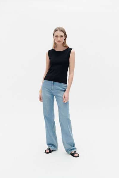 Pantalon pnick bleu ciel femme