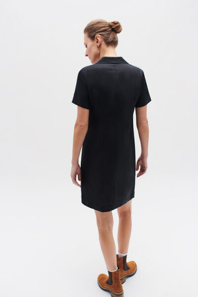 robe laure 100% lin noir femme