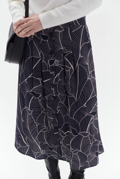 Jupe malo boutonnée bleu marine femme