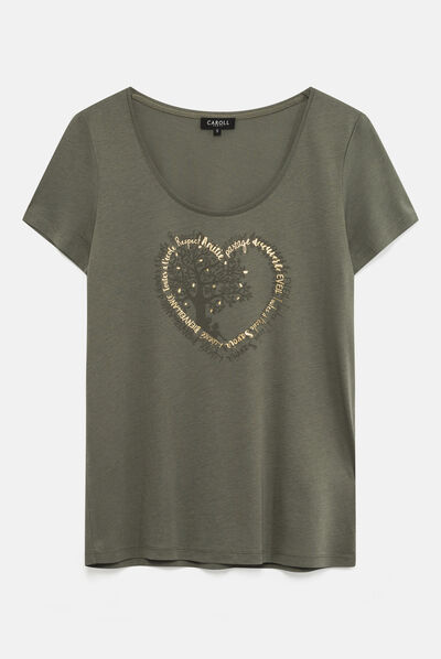 t-shirt janice toutes à l'école vert kaki femme