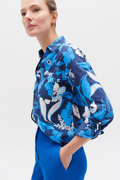 chemise florentine bleu bleu femme