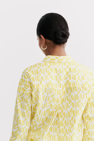 Chemise Florentine à motifs jaune or femme