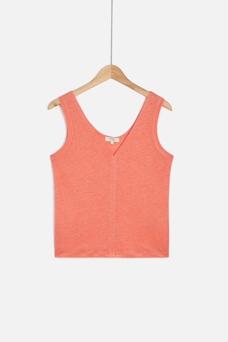 Top Aretha 100 % Leinen korallrot damen