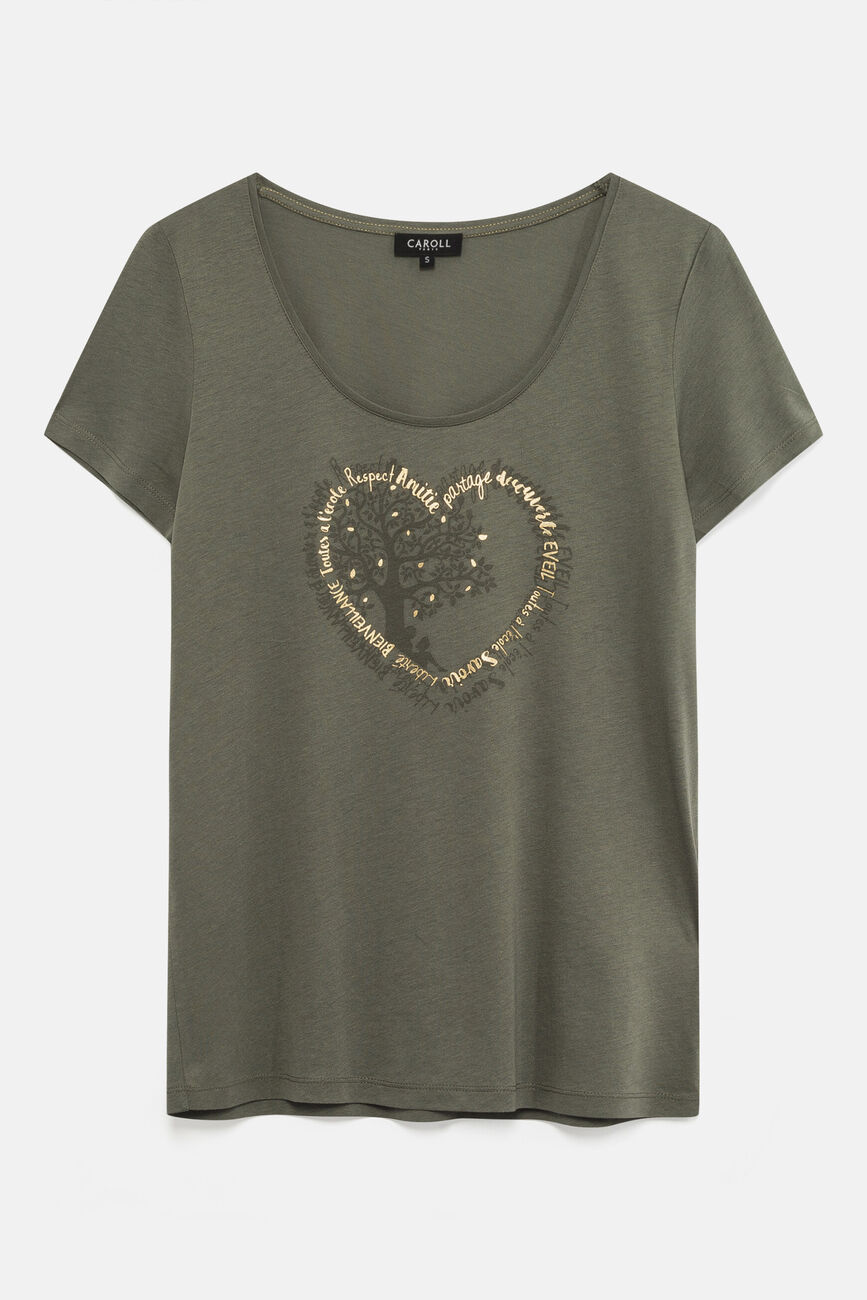 t-shirt janice toutes à l'école verde caqui mulher