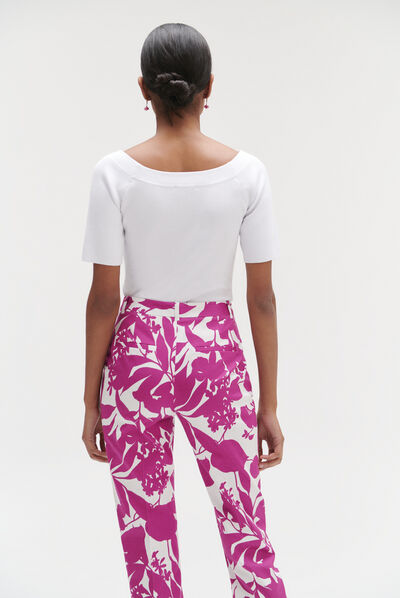 Pull malone fin à col bateau blanc femme