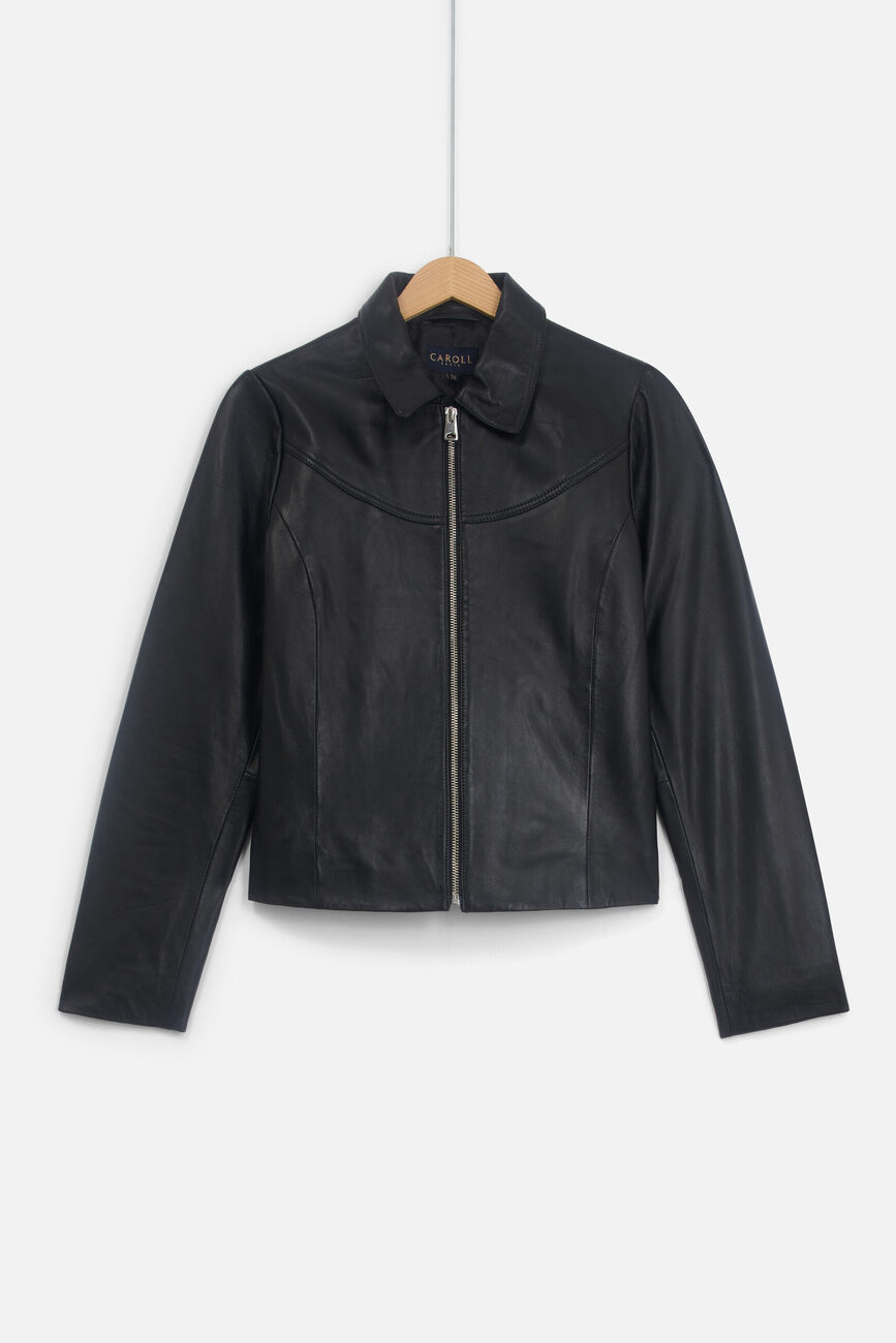 blazer leila 100% cuir noir femme