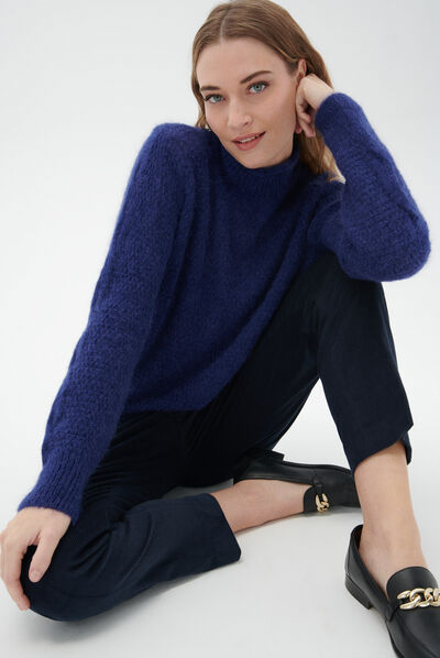 Pull bianca bleu marine femme