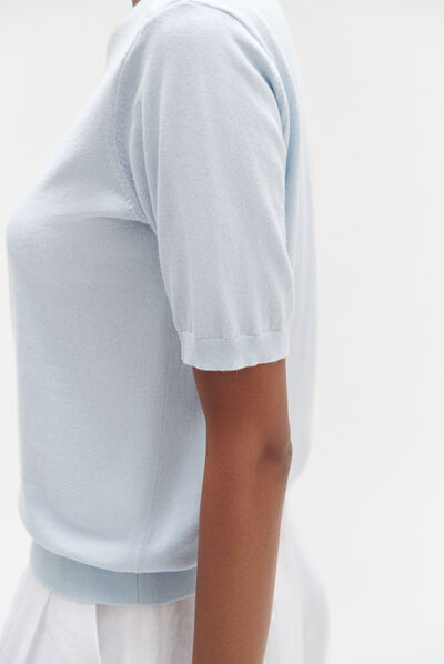 Pull paco fin bleu ciel femme