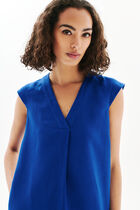 Pamela 100% linen dress blue woman