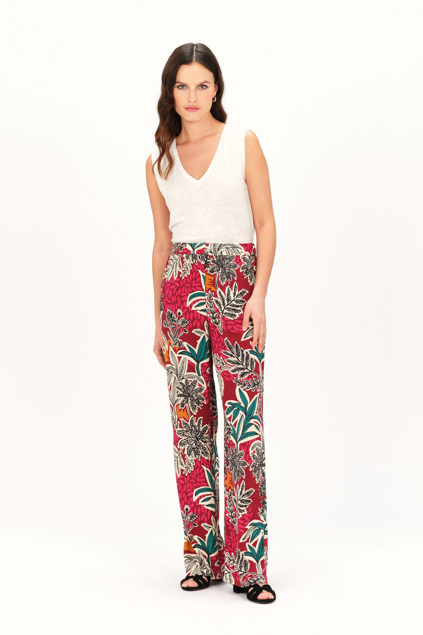 Pantalon patoche rouge fonce femme