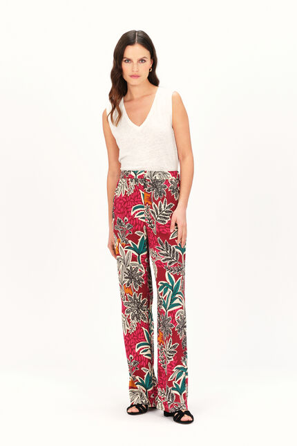 Pantalon patoche rouge fonce femme