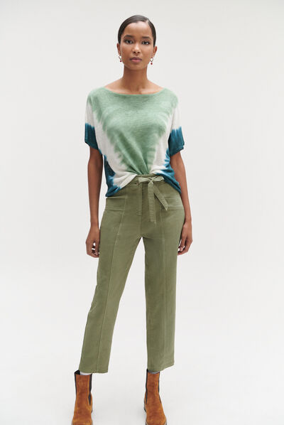 Pantalon bolton casual vert kaki femme