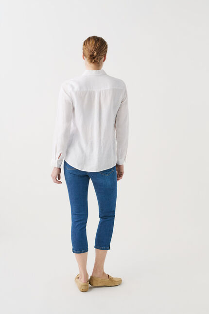 Hemdbluse Brenda 100 % Leinen weiss damen