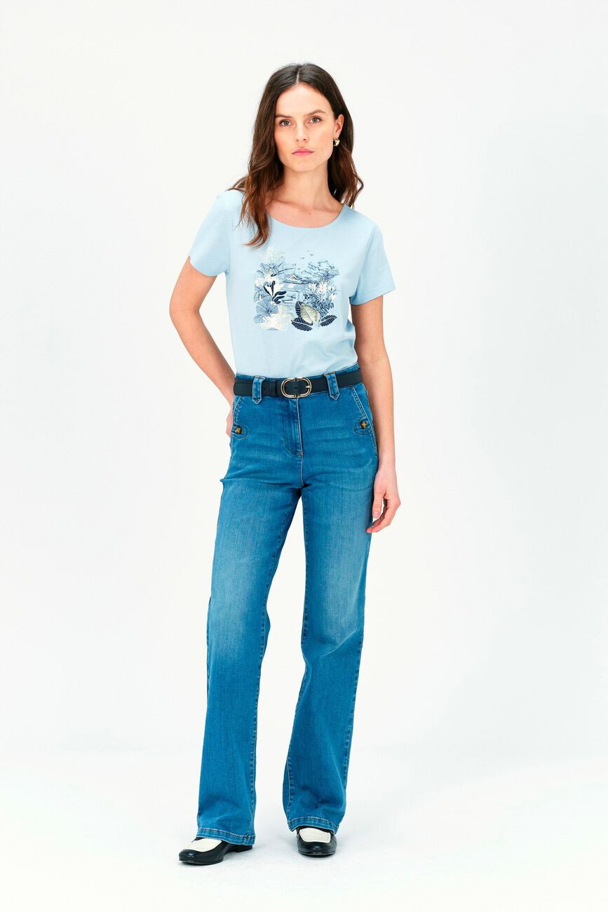 T-shirt toutes à l'école taxime house denim stone femme