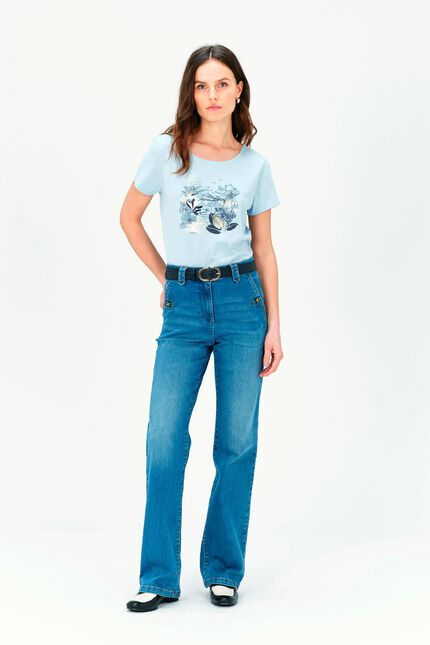 T-shirt Toutes à l'école taxime house denim stone donna