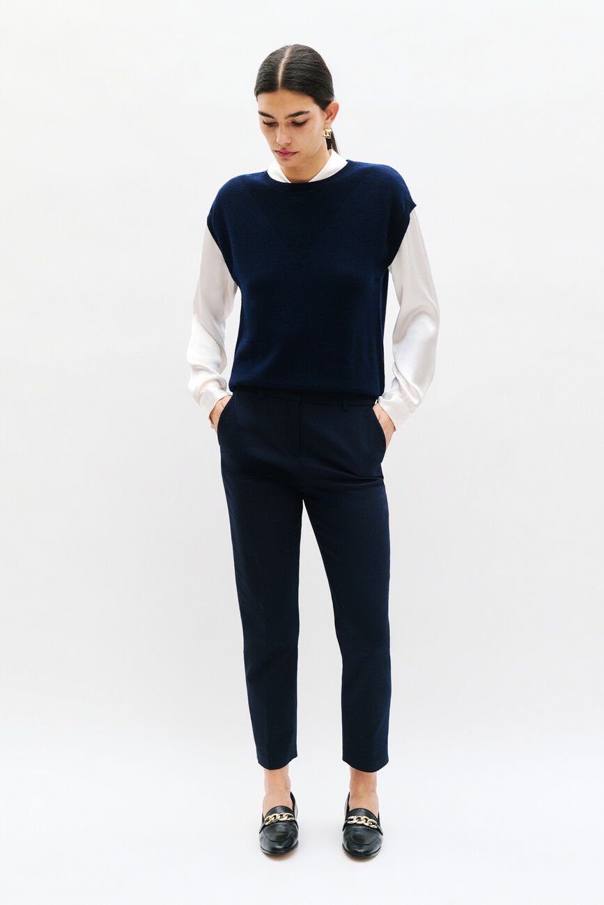 Pantalon psidiko2 bleu marine femme