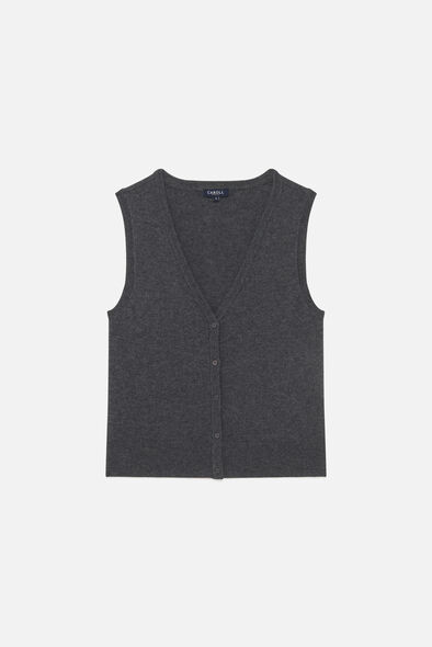 gilet milou gris fonce femme Gilet milou gris foncé femme