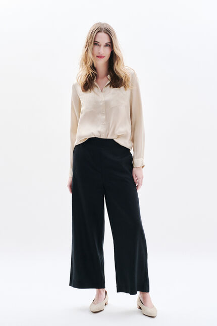 Pantalon pandi 100% lin noir femme