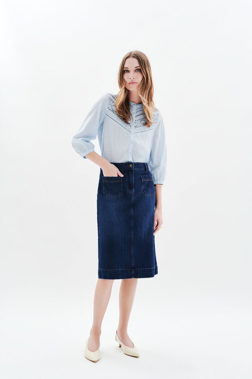 Jupe Janais denim double stone femme