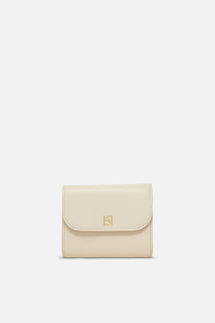 Porte-cartes sully en cuir naturel ecru femme