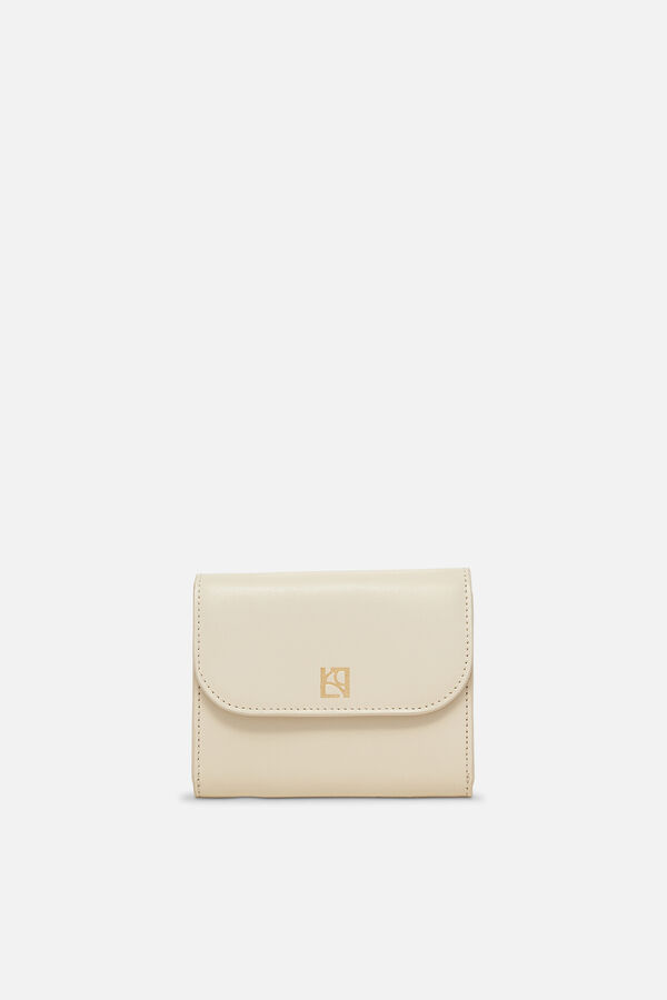 Porte-cartes sully en cuir naturel ecru femme
