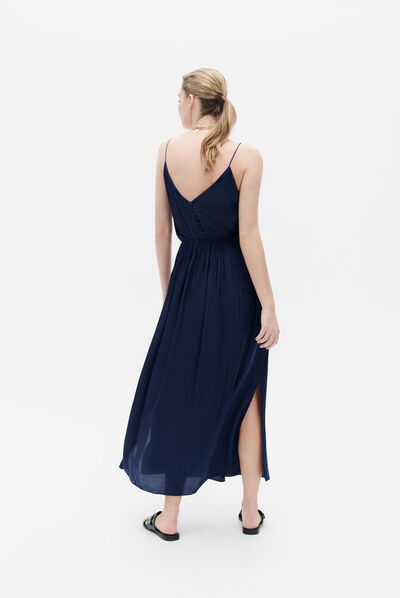 Robe relise bleu marine femme