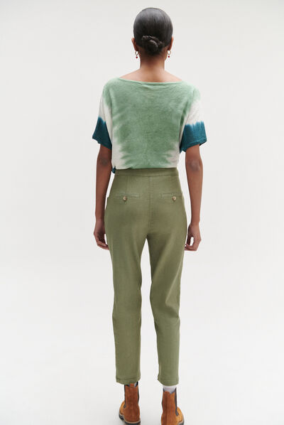 Pantalon bolton casual vert kaki femme