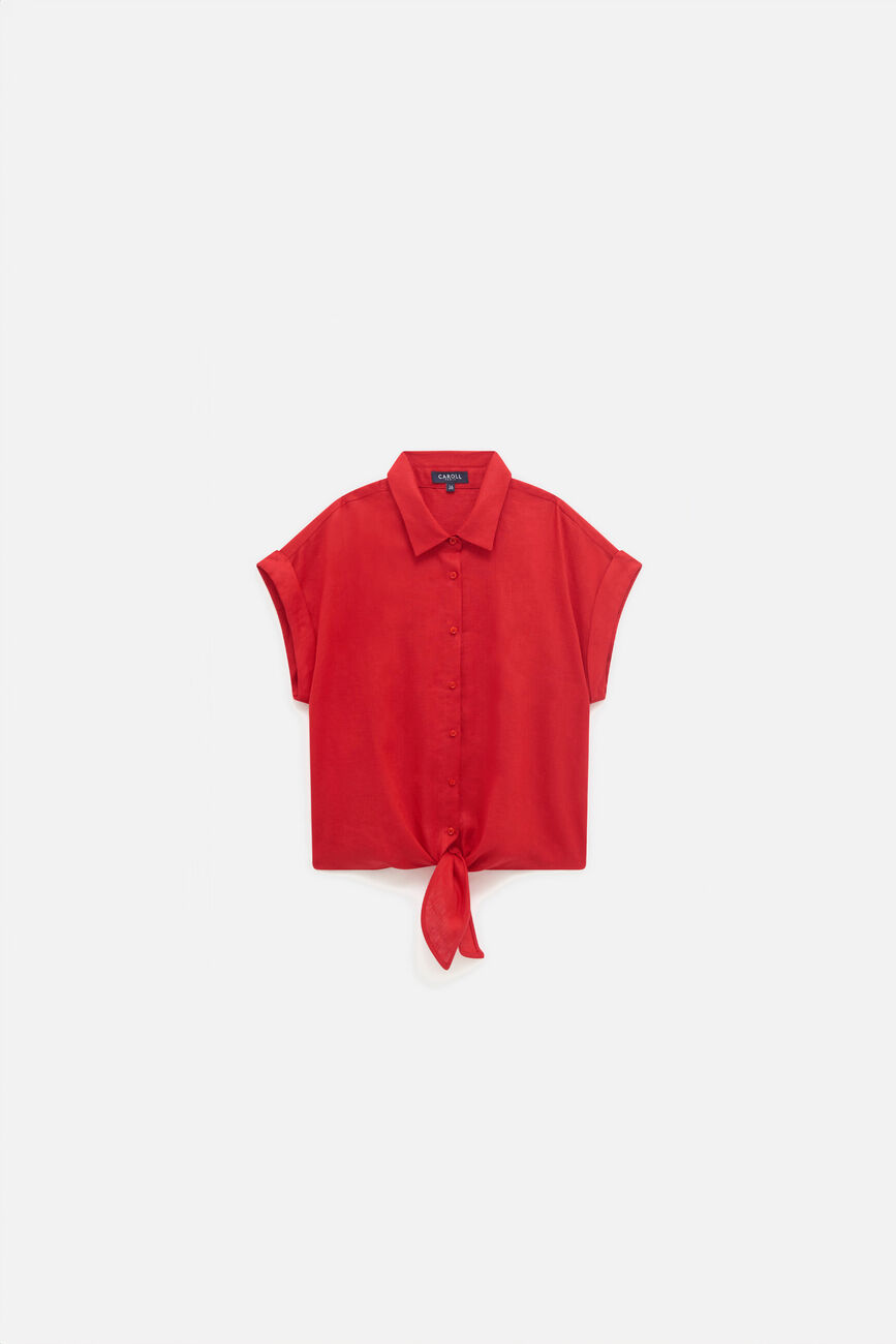 Chemise clivio1 100% lin rouge clair femme