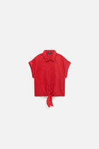 Clivio1 shirt 100% linen light red woman