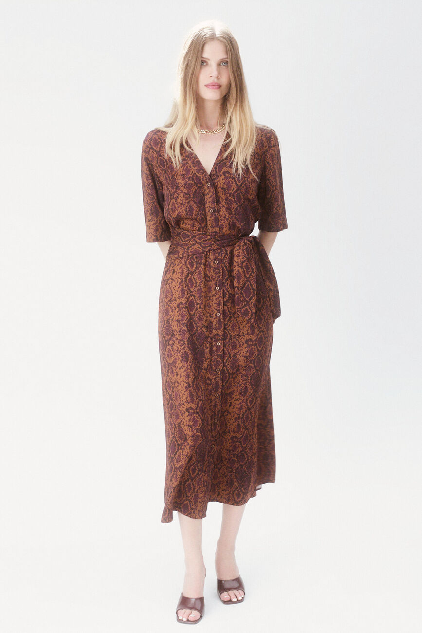 Robe Relisa marron cognac femme