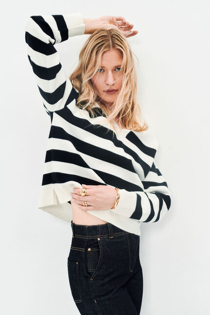 Pull mbrett ivoire femme