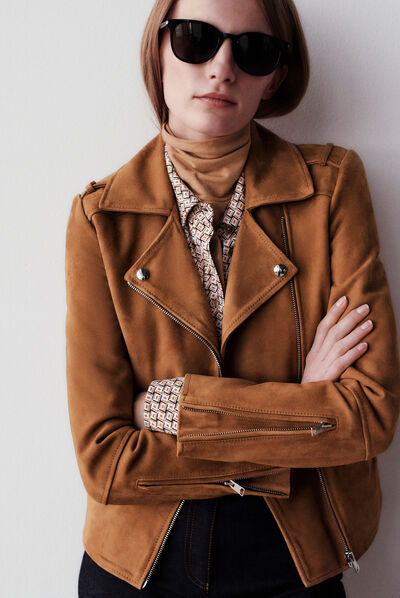 blazer polly 100% cuir camel femme
