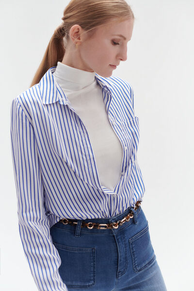 chemise tania bleu electrique femme