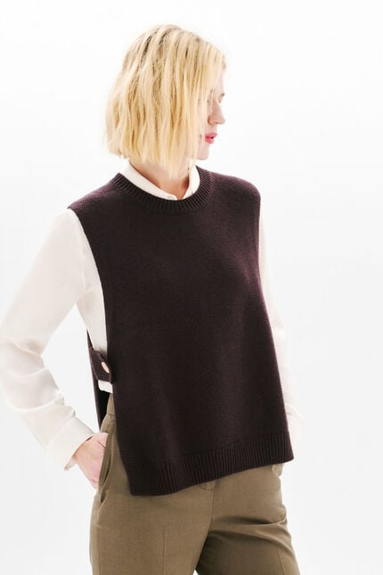 poncho hevy marron foncé donna