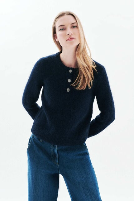 Malha Mdona azul-marinho mulher