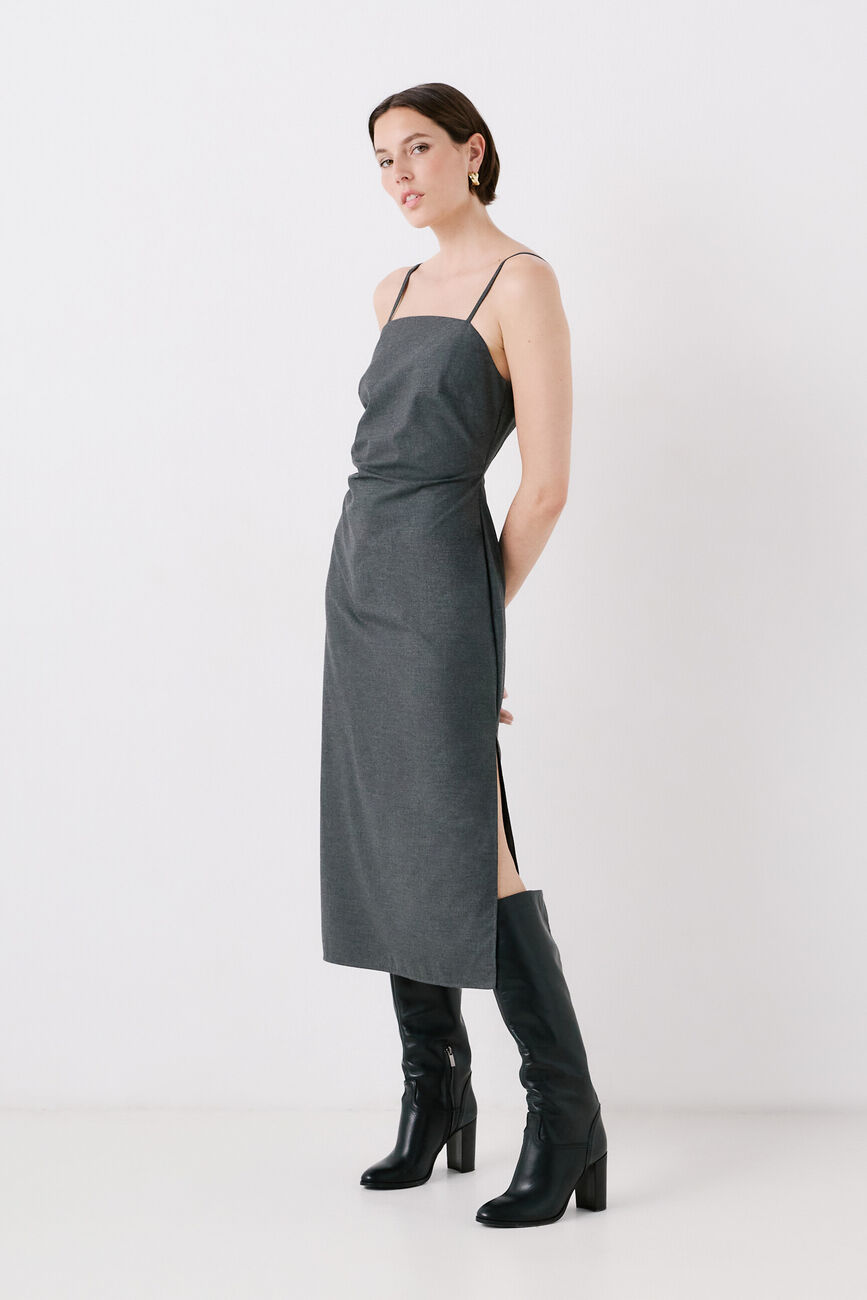 Robe radele gris fonce femme