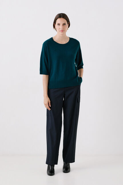pullover mfisher 100 % Wolle entenblau damen