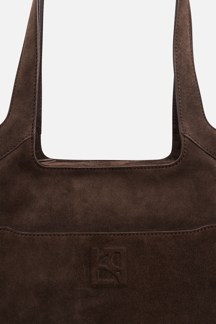 Sac Sacha en croûte de cuir marron foncé femme