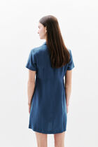Laure 100% linen dress stone denim woman